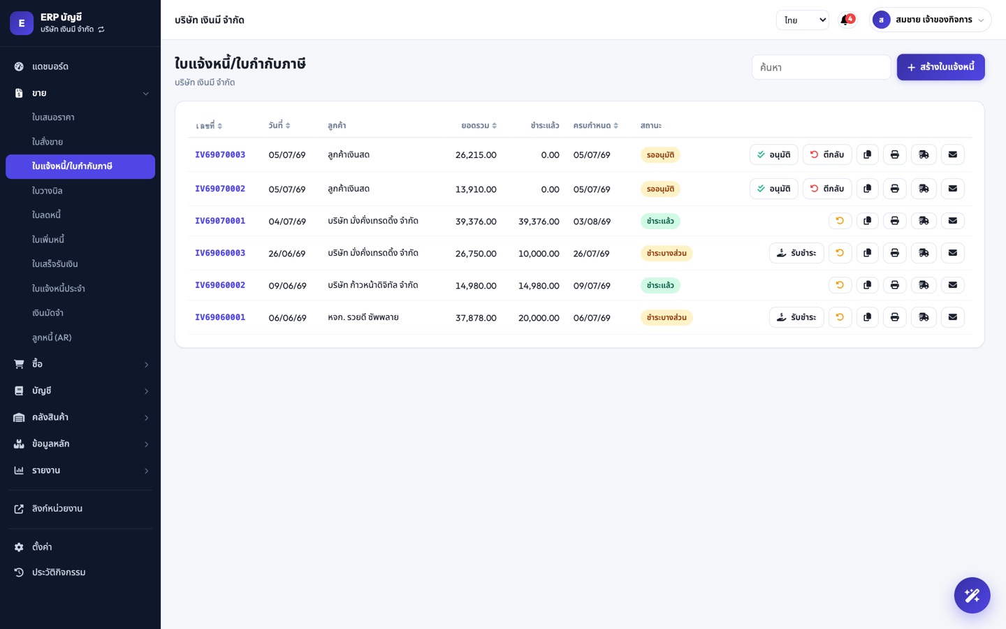 ERP Oneable — Invoices
